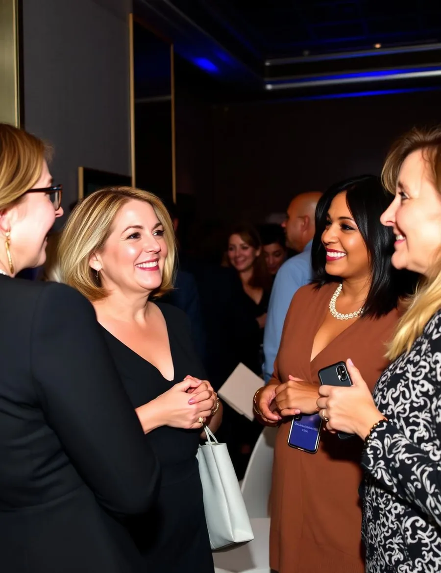 Mulheres em conversa durante evento